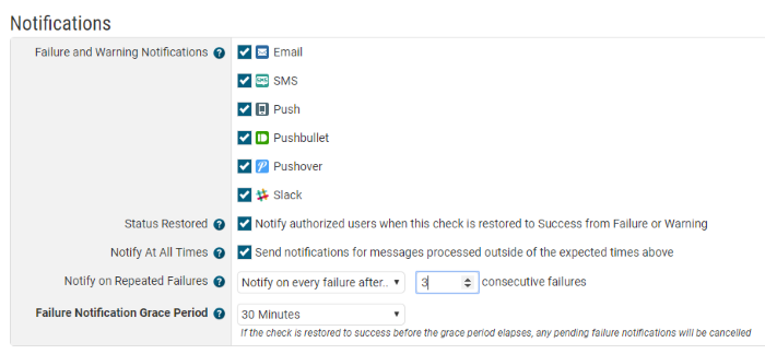 Failure Notification Settings